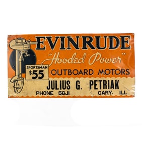 Embossed Tin Evinrude Outboard Motor Sign