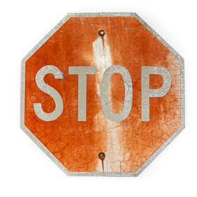 Vintage Heavy Crazed Reflective Stop Sign