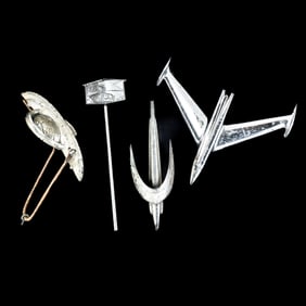 1950s Atomic Auto Hood Ornament Lot (4)