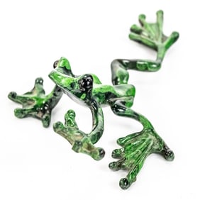 Artist Signed Glazed Bronze Frog Statue Figurine