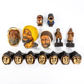 7 Sin Monks Sculpture Chalkware and Folk Art