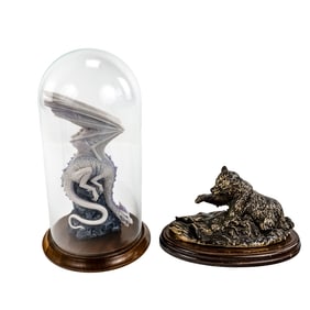 9" Enchantica Snow Dragon w Display & Fishing Bear