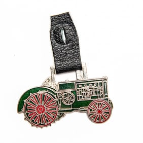 Vintage Watch FOB - HART-PARR ENAMEL GREEN TRACTOR