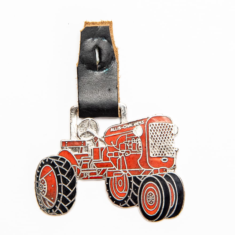 Vintage Watch FOB - ALLIS-CHALMERS ORANGE TRACTOR: With leather strap. Pre-owned. Dents, dings, scratches and other damage may be present—and is common—on used and vintage items. Please look closely at photos. You are bidding on what you s