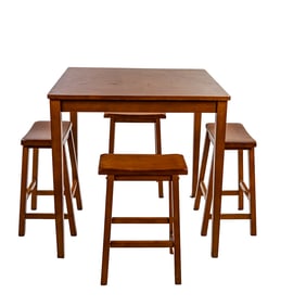 Counter Height 5 Piece Saddleback Dining Set