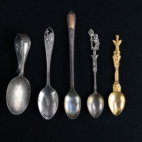 Vintage Sterling & Silverplate Spoon Lot (5 pcs)