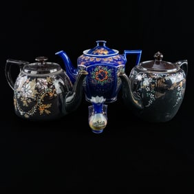 Vintage Teapots and Dresden Mini Vase (7pcs)