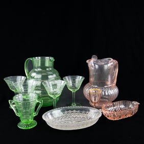 Vintage Mixed Depression Glass Lot (10pcs)