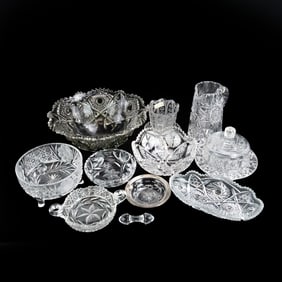 Assd. Brilliant Cut/Etched Glass Tableware (12pc)