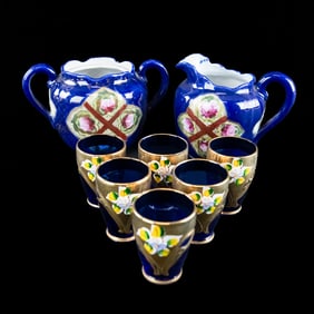 Cobalt and Porcelain Beverage Set (8 pcs)