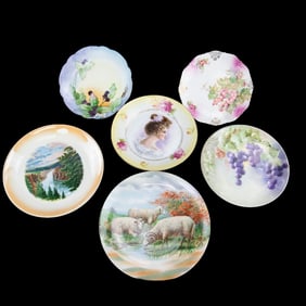 Assortd Decorative Porcelain Cabinet Plates (6pcs)