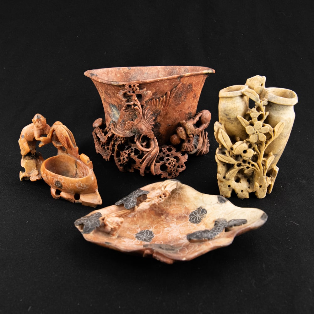 Antique Chinese Soapstone Carvings (4pcs) (1 of 20)