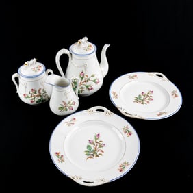 Hand-Painted Floral Porcelain Tea Service (5pcs)