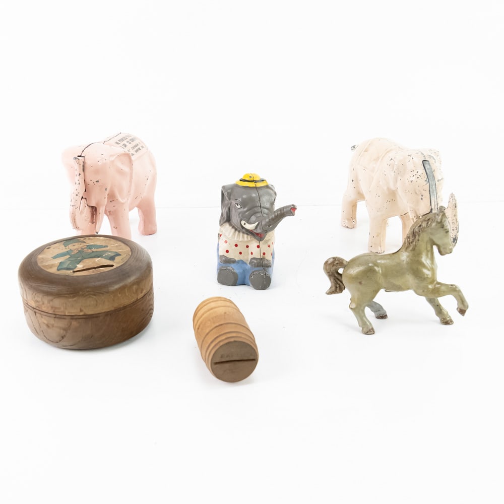 Vintage Coin Bank Assortment Elephant Advertising+ (1 of 14)