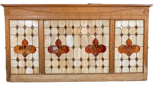 Large Leaded Glass Screen or Headboard