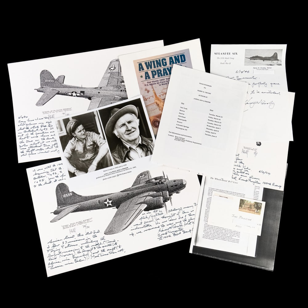 Navigator Harry Crosby "Bloody 100th" 30 Missions: Highly curated World War II aviation grouping centered around the esteemed Major Harry H. Crosby, Navigator for the legendary "Bloody 100th" Bomb Group of the U.S. Eighth Air Force. The collection's