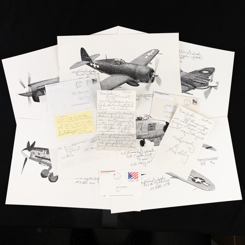 Double Ace, POW 28 Air Victories Francis Gabrerski: Gabreski Signed WWII Fighter Prints Lot As a collector, what immediately jumps out is the historical weight of these six aircraft prints, especially when considering the connection to Col. Francis "Ga