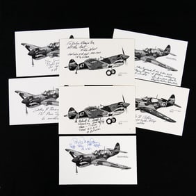 WWII Flying Tigers Autographed Cards (7)