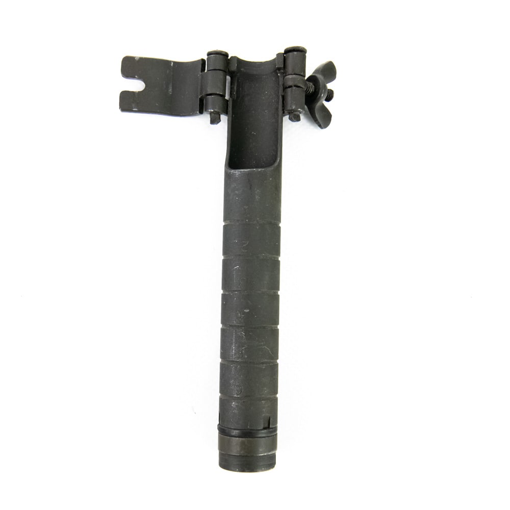 Early Model WWII M8 Grenade Launcher: An early model, split ring and nut, M8 Grenade Launcher for the M1 Carbine manufactured by the Reliance Machine Tool Corp. of Long Island NY. This variation of the launcher removed the lower radiused