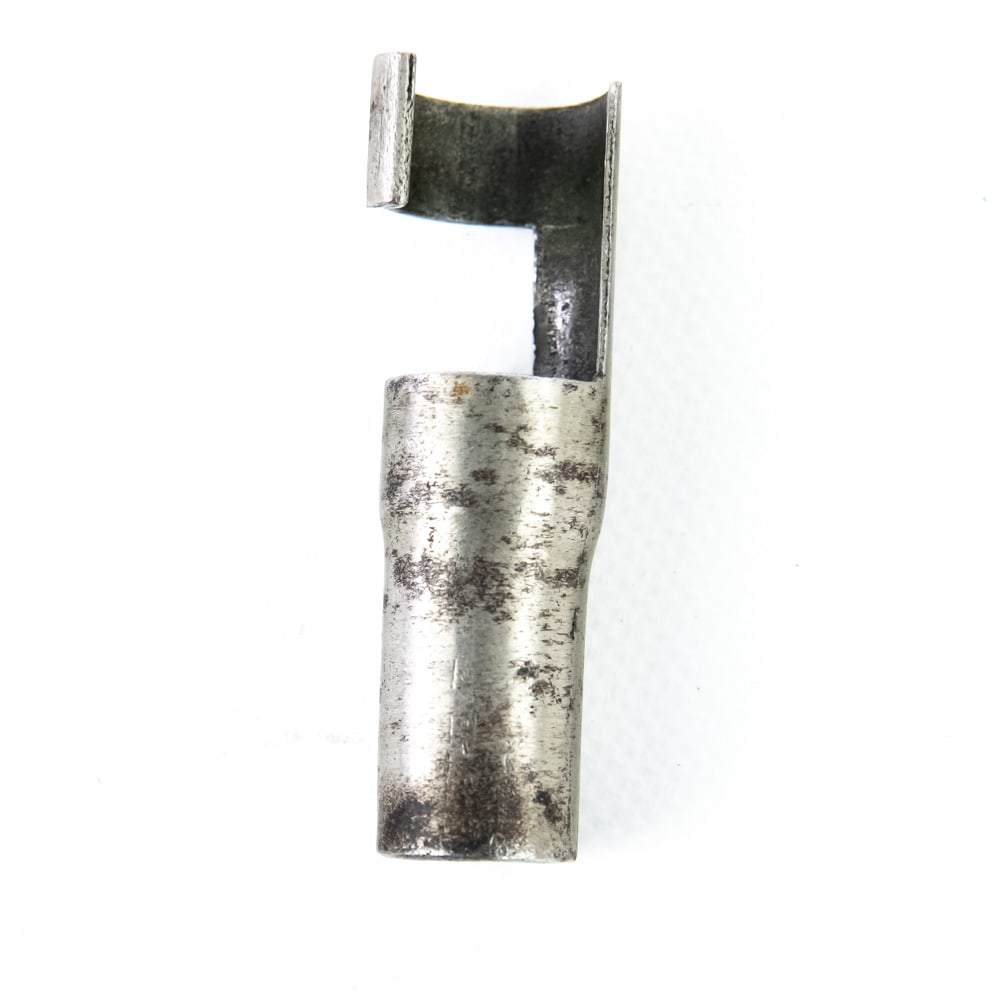 Scarce WWII Japanese Type 99 Steel Muzzle Cover: A scarce find! A steel muzzle cover for the Type 99 Arisaka. Most of the covers were made from celluloid, so finding this steel variation is rare. Great addition to any Japanese Arisaka collection.