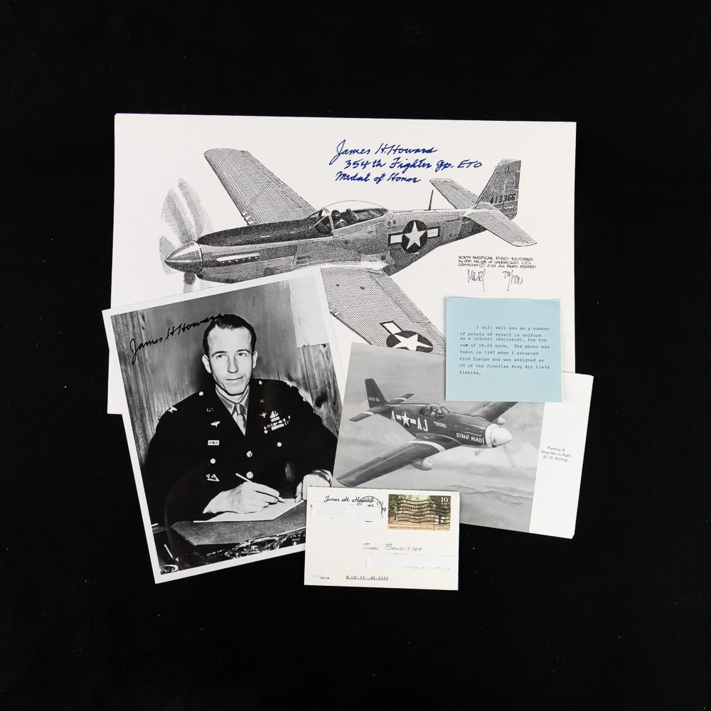 MOH RARE- Ace in PTO and ETO! Jim Howard: This is an exceptional collection centered on Brigadier General James Howell "Jim" Howard (1913-1995), a legendary WWII flying ace and the only fighter pilot in the European Theater of Operations to