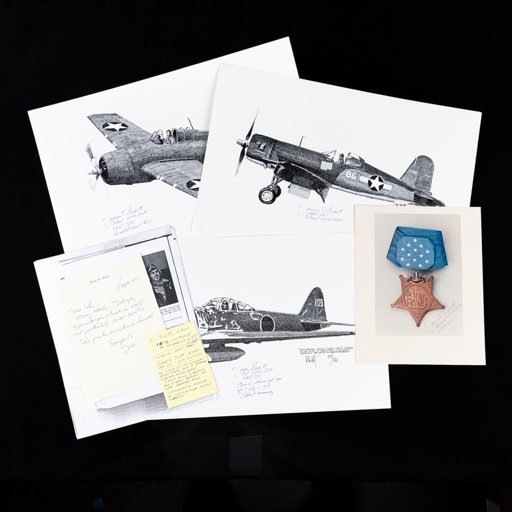 USMC Ace, MOH Recipient 1LT Jim Swett 16.5 Victory: A fascinating collection of World War II United States Marine Corps aviation history, centering on USMC ace, 1LT James Elms Swett, who is credited with 16.5 victories. The centerpiece of the collectio