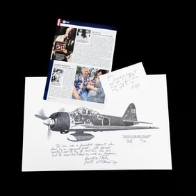 Signed Print By Pearl Harbor Ace 2LT Ken Taylor