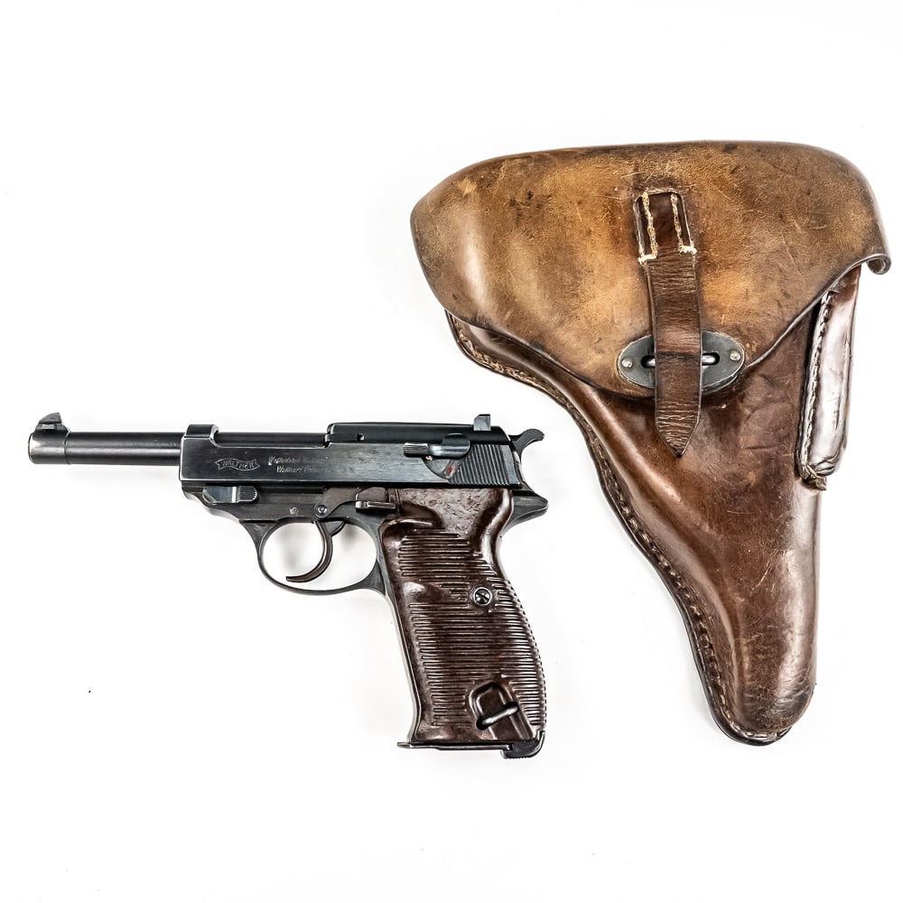 WWII Walther P38 -Model HP- w/Waffen Proof (C): World War II Commercial P38, Model HP, pistol made by Walther with serial number 19881. The slide is marked “Mod HP”, indicating that it was made by Walther around 1943. The pistol has all