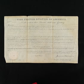 Land Grant Signed - US President James Monroe 1823