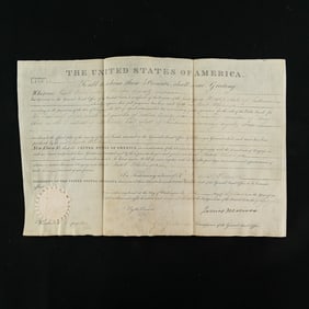 Land Grant Signed  US President James Monroe 1823