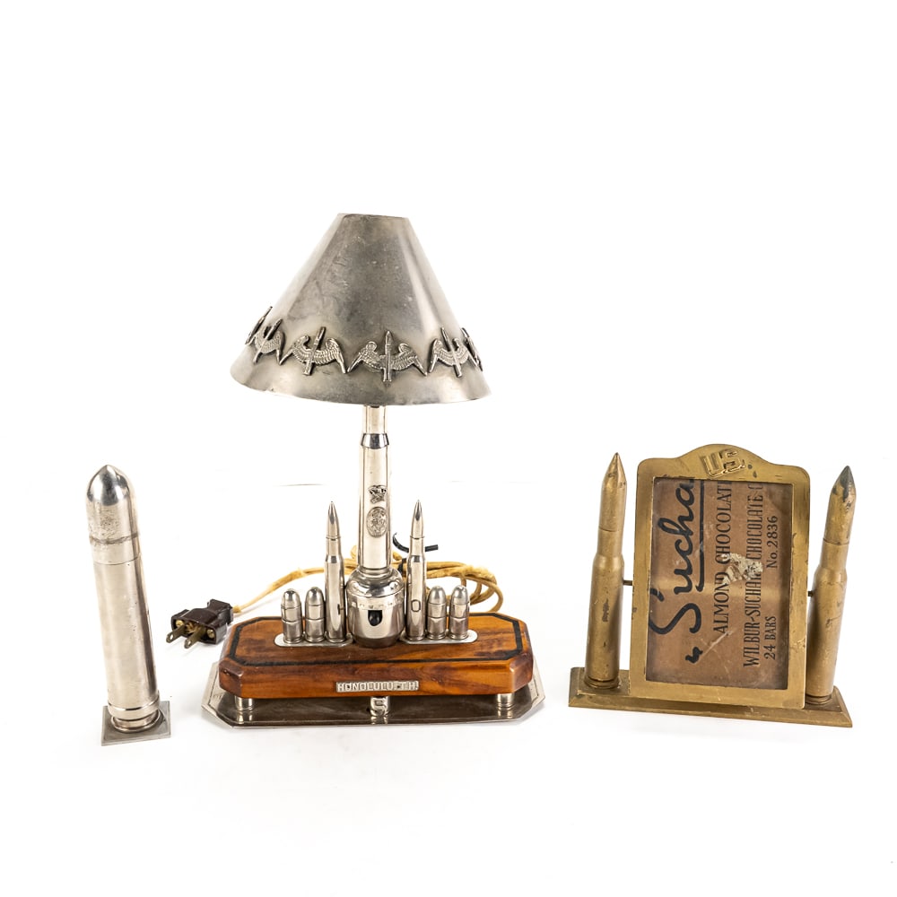 WWII Era Trench Art Lot and Lamp (1 of 14)