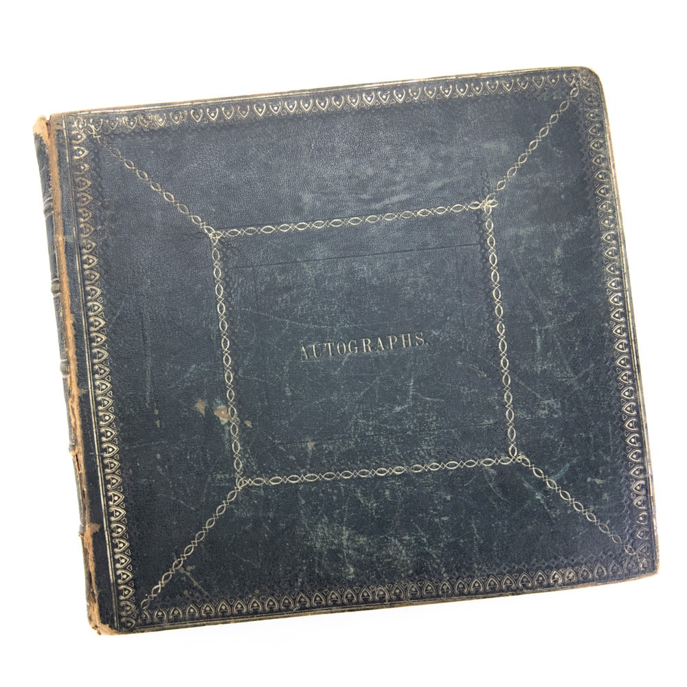 1866 Who's Who In The USA Autograph Book: This exquisite leather-bound autograph album, titled "AUTOGRAPHS" in gold gilt, represents a premier piece of American history from the immediate post-Civil War era. The inscription reveals it was