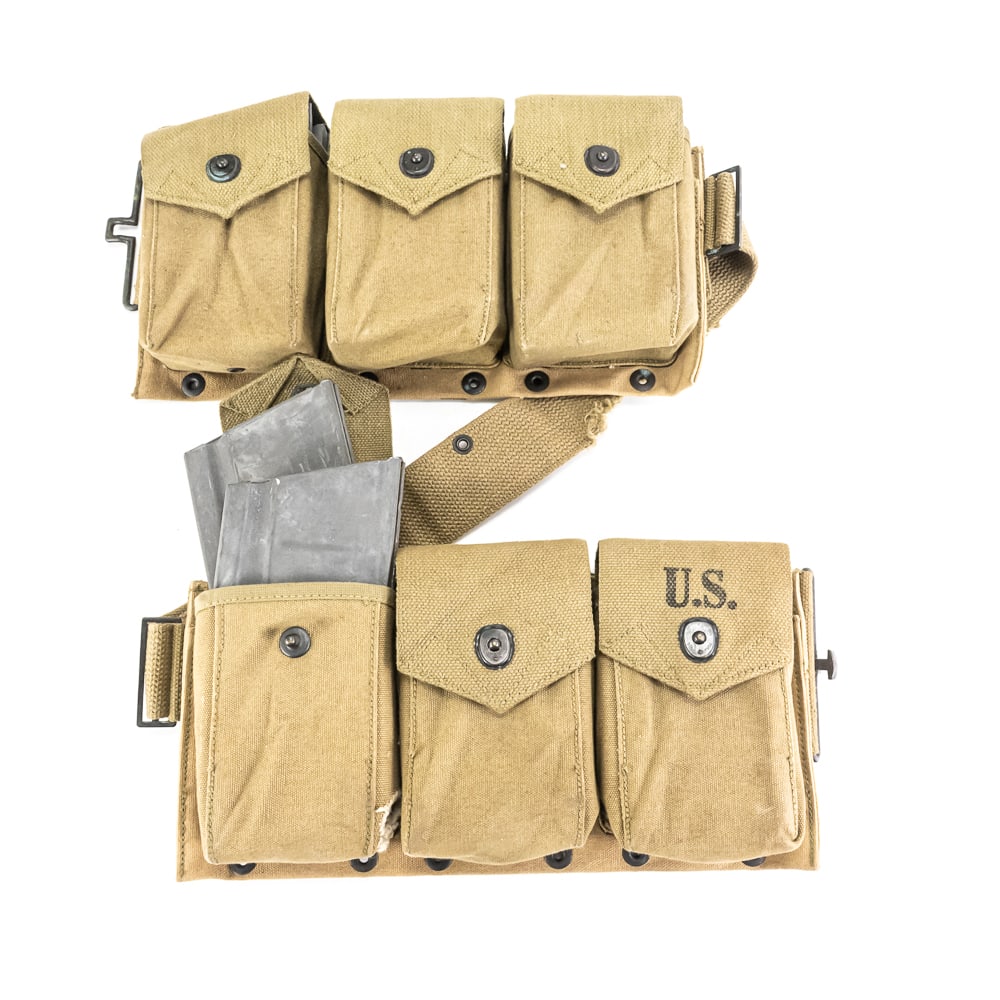 *12 WWII US BAR 20rd magazines with M1937 Belt: *CANNOT SELL TO ILLINOIS RESIDENTS*12 Original WWII US military surplus magazines for m1918 Browning BAR. All magazines are surplus, but appear to be lightly used with only cosmetic damage and light