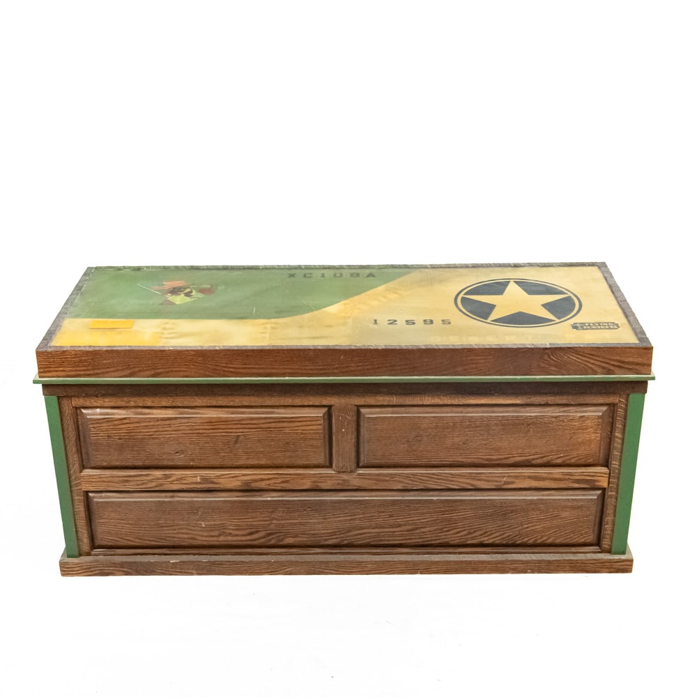 B-17 "Desert Rat" Nose Art Cedar Chest: Due to the size/weight/fragility of this item, it will require a pick up or customer-arranged 3rd-party shipping. We will connect you with reputable transport companies after the auction. B-17