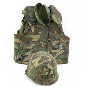 Cold War US Army Armored Vest W/M1 Helmet/Liner