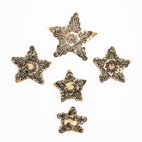 Civil War Patriotic Bullion Wire Star Set-Total 5