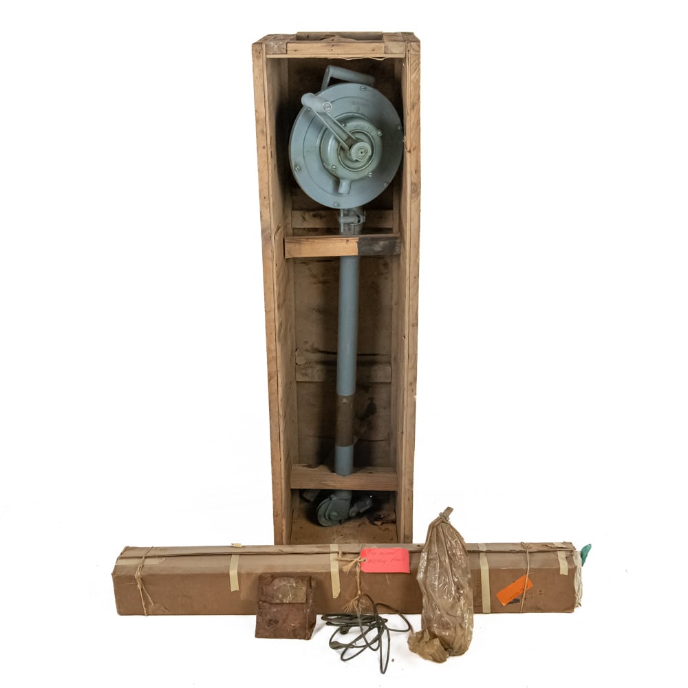 WWII USN Mk7 Bomb Hoist in Crate W/Army ORD Plans: WWII US Navy Mark 7 Bomb Hoist in Crate W/Bonus Cold War Ord Plans.This is a remarkable piece of WWII-era aviation ordnance equipment: a US Navy Mark 7 Mod 1 Bomb Hoist manufactured by the Sullivan