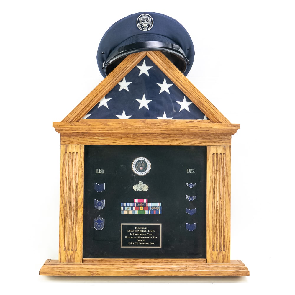Burial Flag, USAF Display Case, Plaque, Cert, Cap - 2