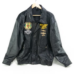 Leather Vietnam Veteran Jacket US Navy Seal Team