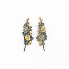 Pair of Antique Japanese Chrysanthemum Menuki