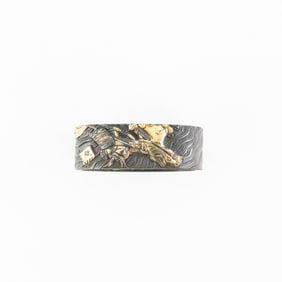 Samurai Sword Part-Fuchi, Gilt, Samurai on Horse