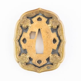 Japanese Samurai Hand Guard (Tsuba) Cherry Blossom