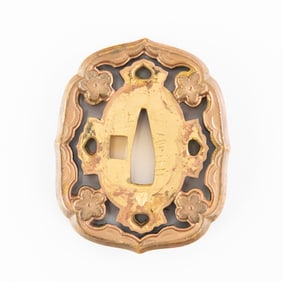 Japanese Samurai Hand Guard (Tsuba) Cherry Blossom