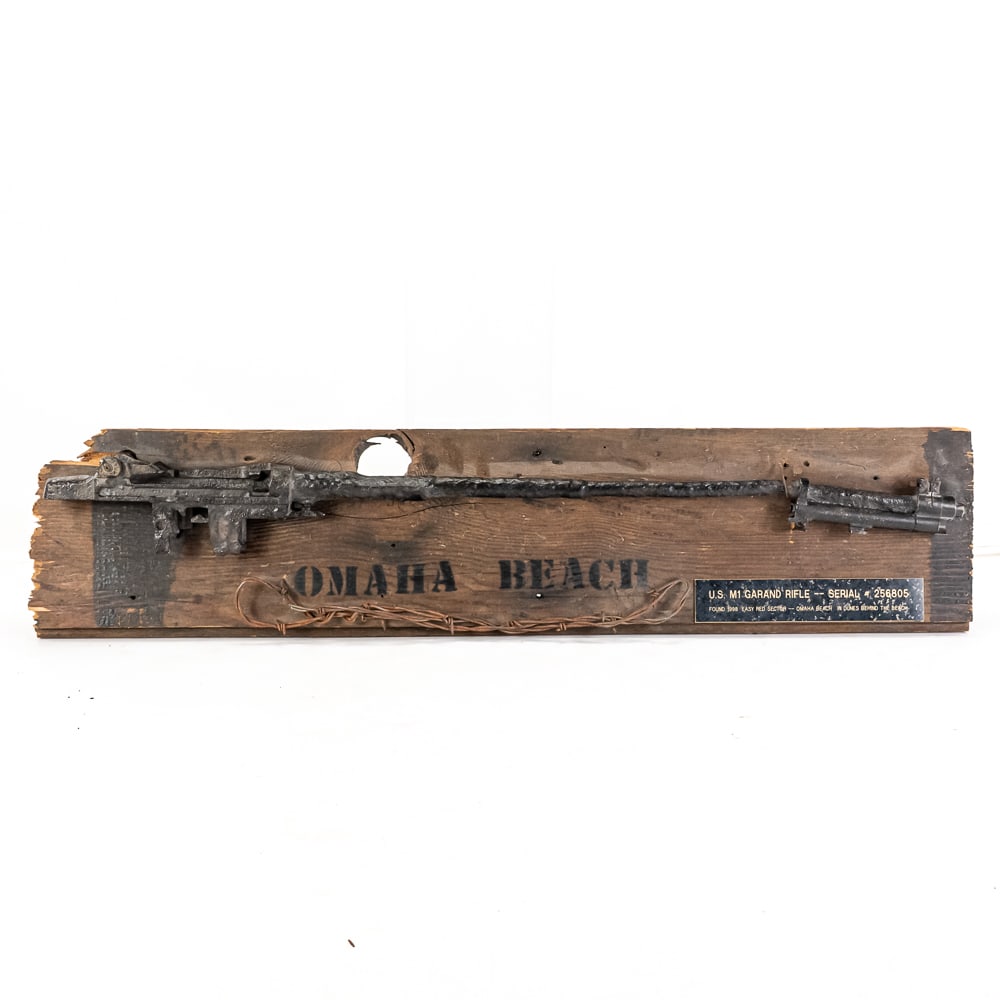Omaha Beach Battlefield Relic M1 Garand Rifle: Here we have a battlefield relic U.S. Springfield M1 Garand rifle receiver and barrel with serial number 256805. The serial number dates the rifles manufacture to January/February 1944. This relic was