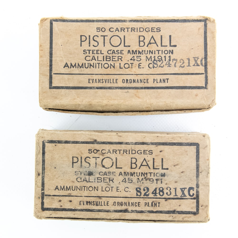 Original WWII .45 ACP Steel Case Ammo w/Boxes (1 of 5)