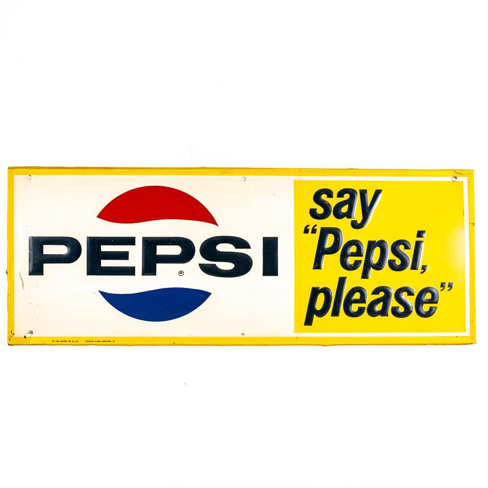 "Say PEPSI Please" Embossed SST Advertising Sign (1 of 4)