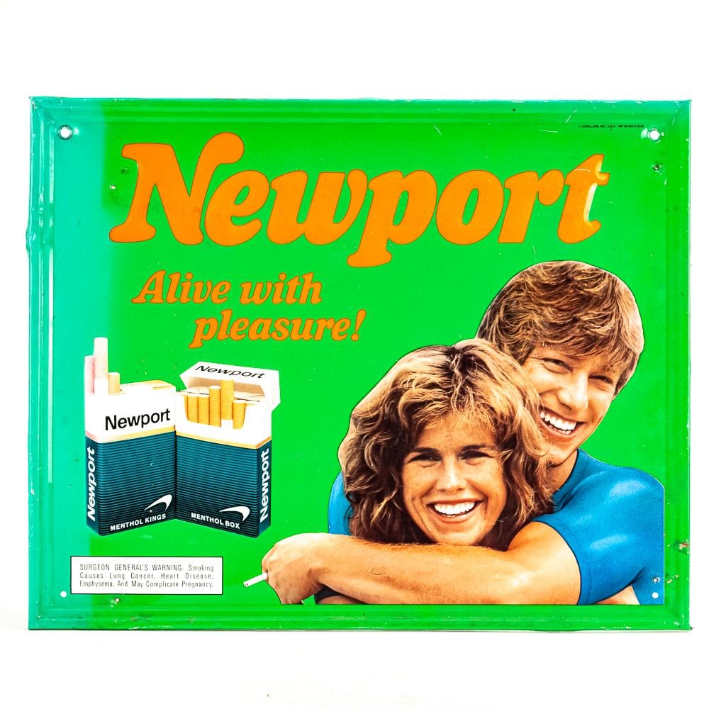 Newport Ciggerettes Embossed SST Advertising Sign (1 of 6)