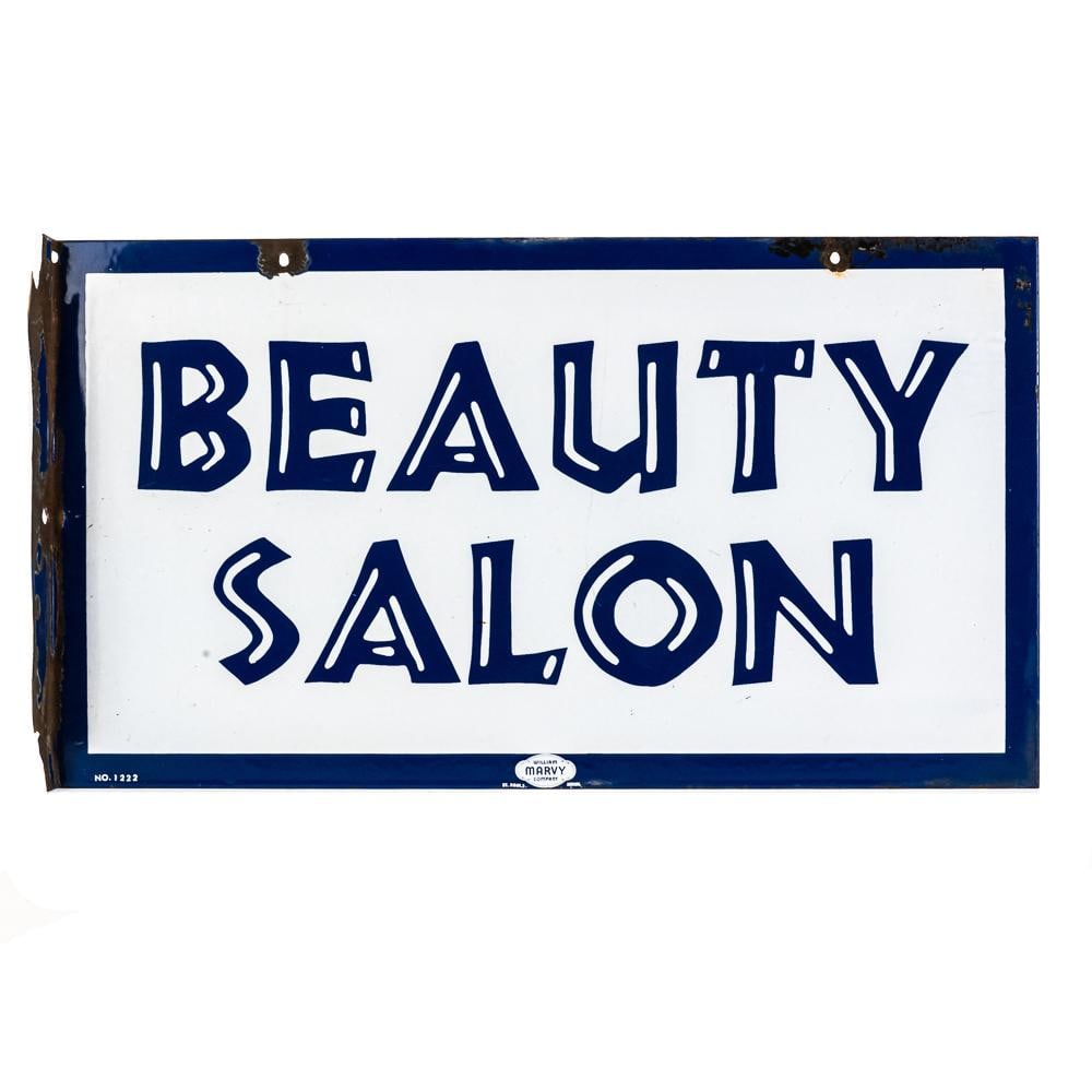 William Marvy Beauty Salon Porcelain Flange Sign` (1 of 6)
