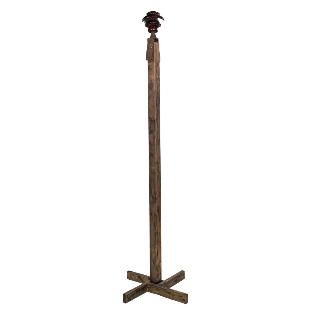 Decorative Square Wooden Display Post w Insulator - 3