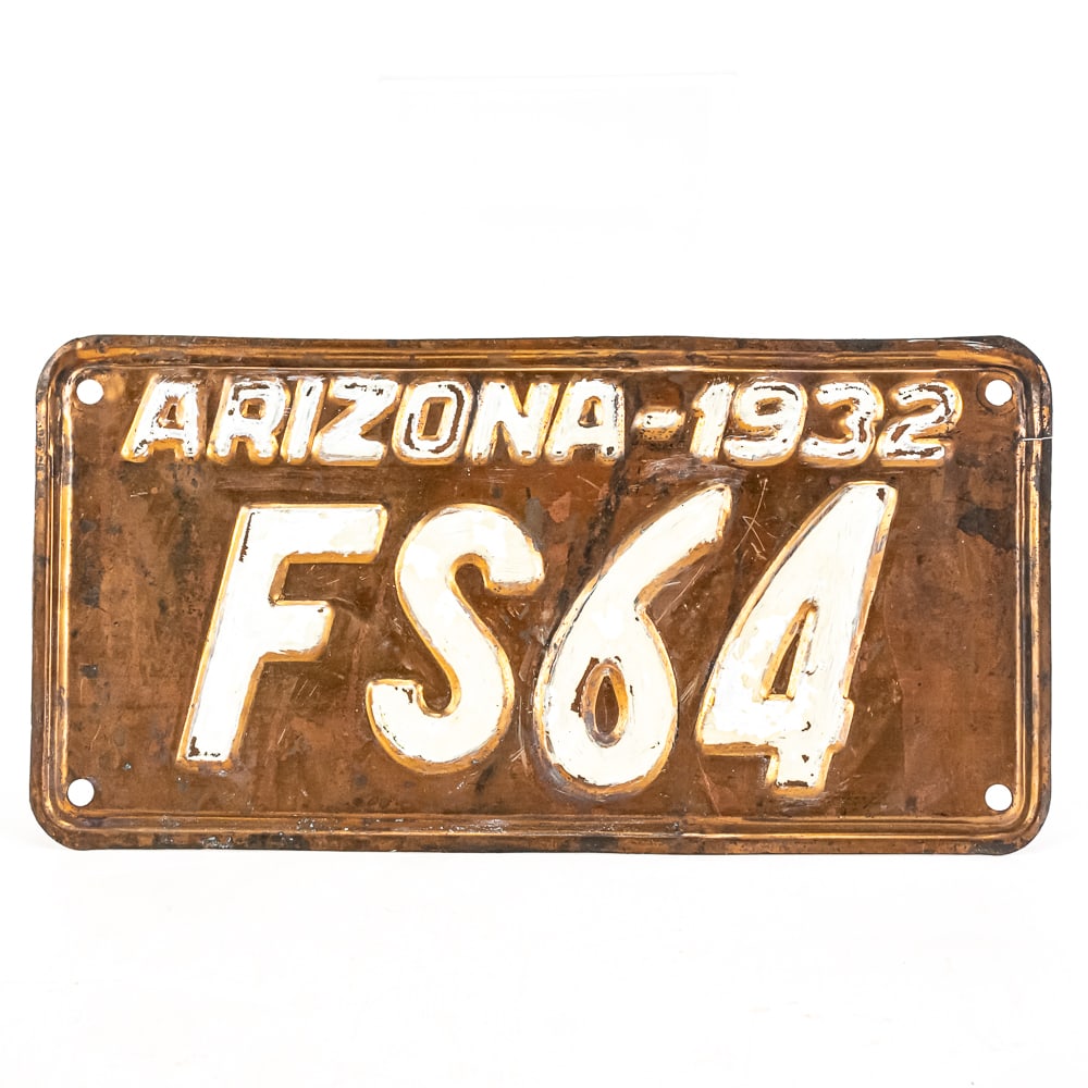 Arizona 1932 Copper License Plate (1 of 3)